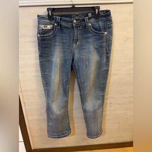 Miss Me Mid Rise Curvy Crop Stylish Blue Denim Jeans